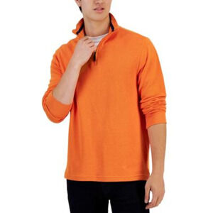 Club Room Men 1/4 Zip Mock Neck Pullover Sweater Roasted Pumpkin Size XL